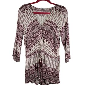 Dainty Hooligan Romper - size Large burgundy & white gently used